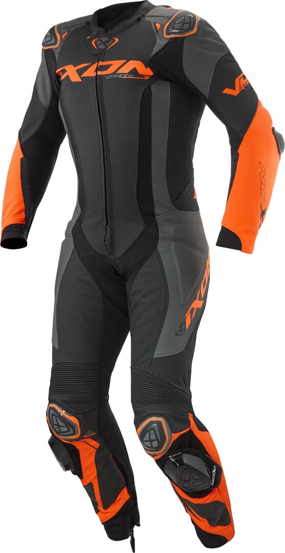 Ixon Vortex 3 Schwarz Anthrazit Orange 1-Teiler Motorrad Lederkombi Größe L