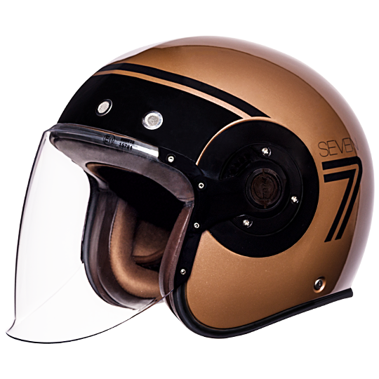 SMK Retro Jet Seven Brown Jet Helmet Size XS