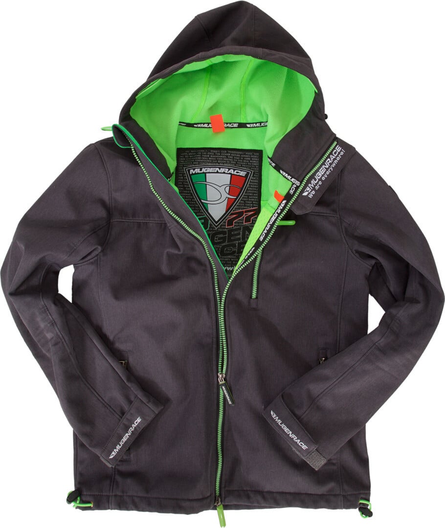 MUGENRACE Pista-BA Schwarz Grün Anthrazit Softshelljacke Größe XS