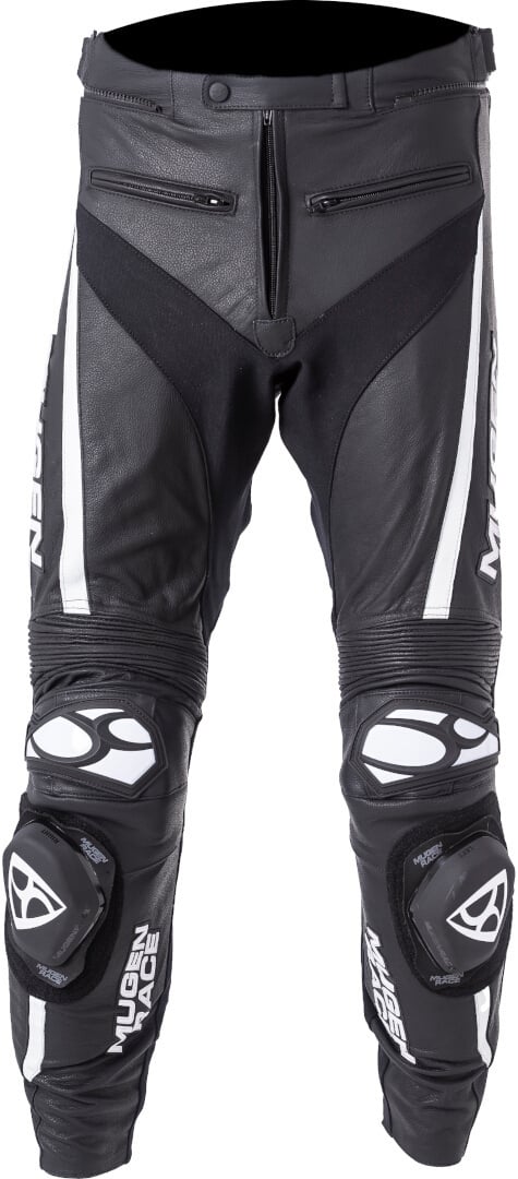 MUGENRACE RBRS-1 Schwarz Weiße Lederhose Größe S