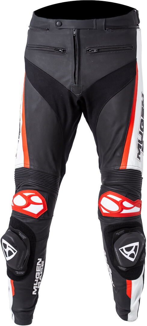 MUGENRACE RBRS-1 Schwarz Weiß Rote Lederhose Größe XL