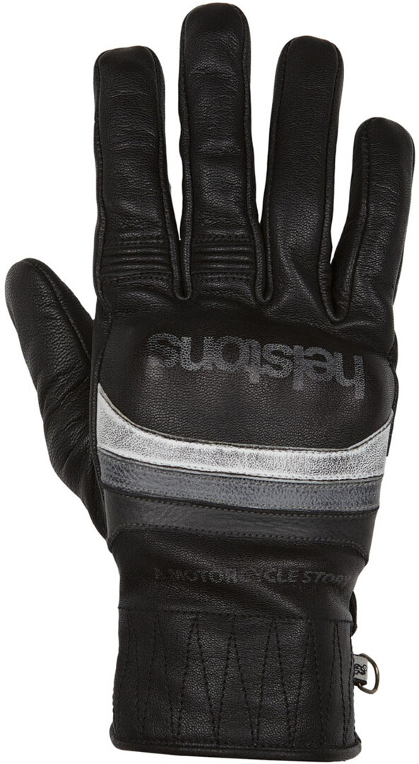 Image of Helstons Bora Hiver Leather Black Grey Motorcycle Gloves T11