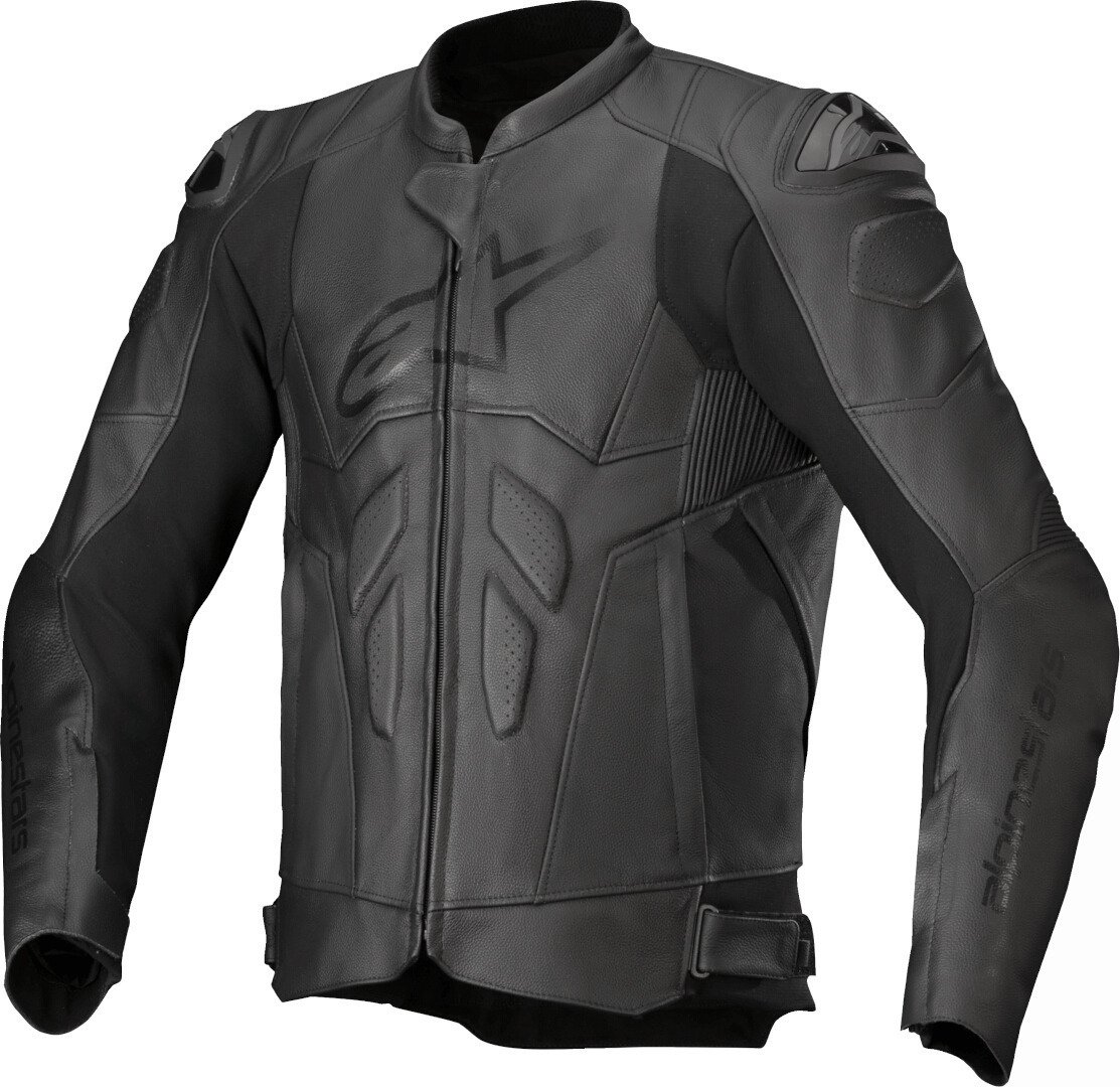 Alpinestars Dusk Schwarz Motorrad Lederjacke Größe 46