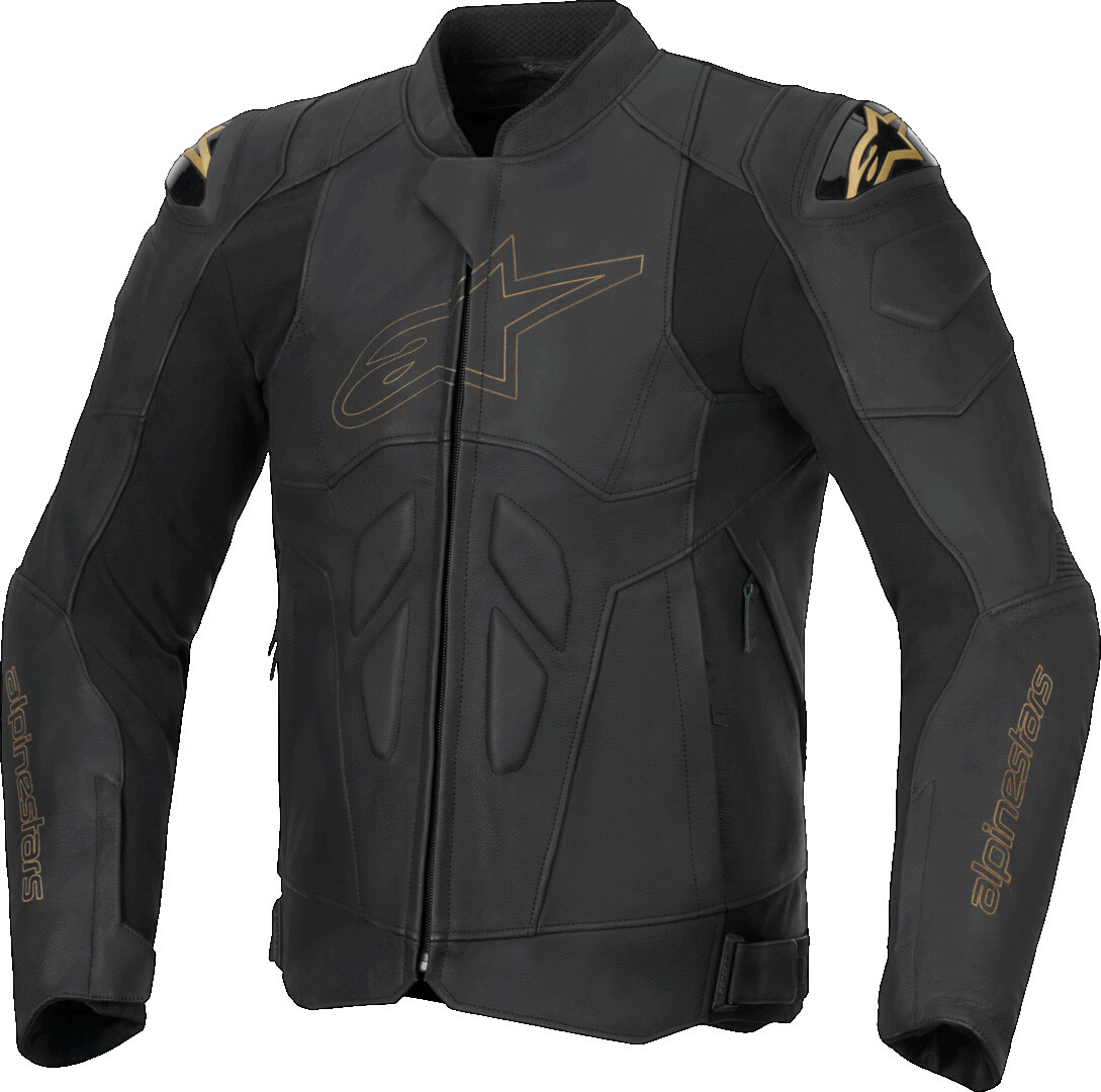 Alpinestars Dusk Schwarz Laser Motorrad Lederjacke Größe 48