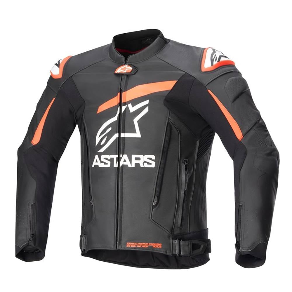 Alpinestars GP Plus V4 Lederjacke Schwarz Rot Fluo Weiß Größe 54