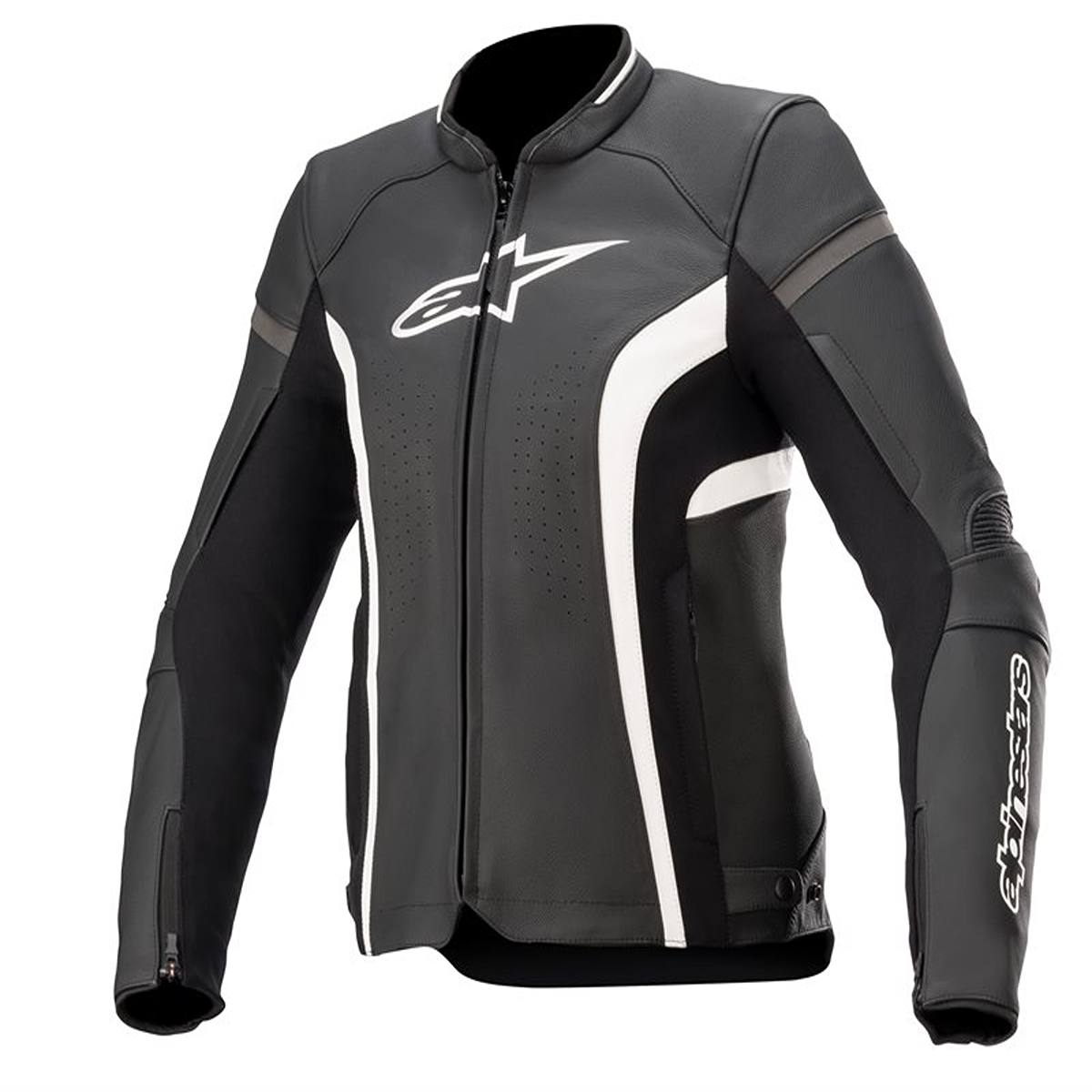 Alpinestars Stella Kira V2 Leather Jacket Black White Size 44
