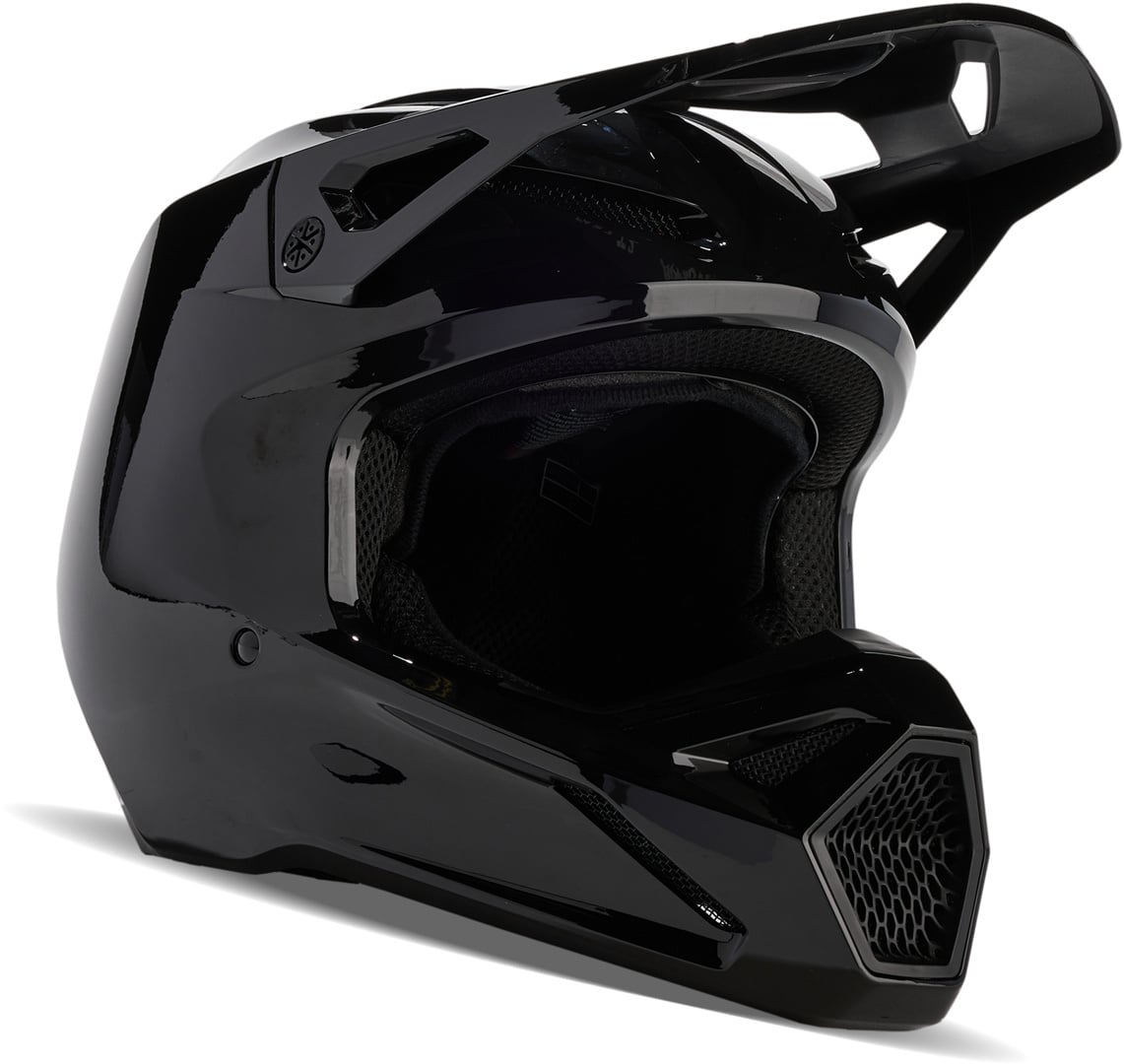 FOX V1 Solid Black Motocross Helmet Taille L