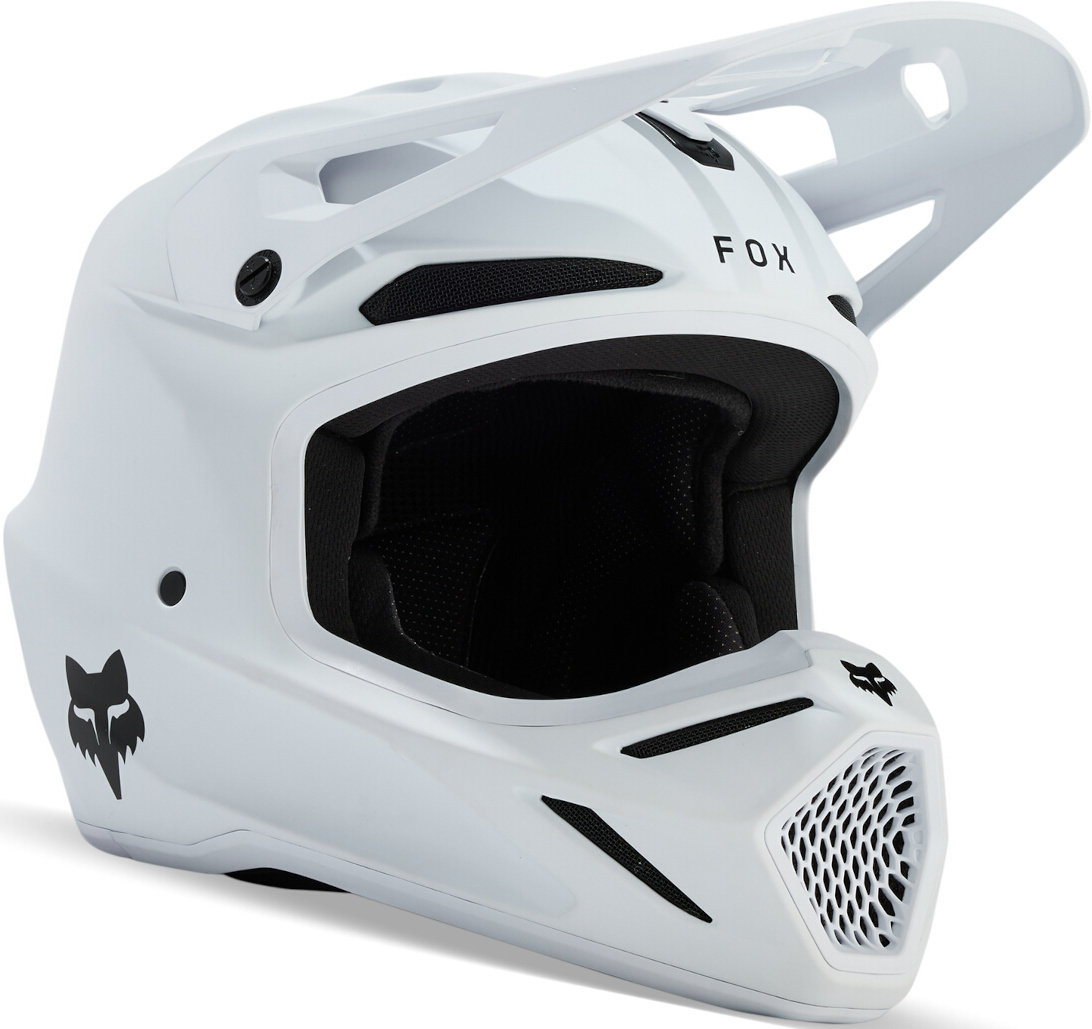 FOX V3 Solid White Youth Motocross Helmet Taille YM