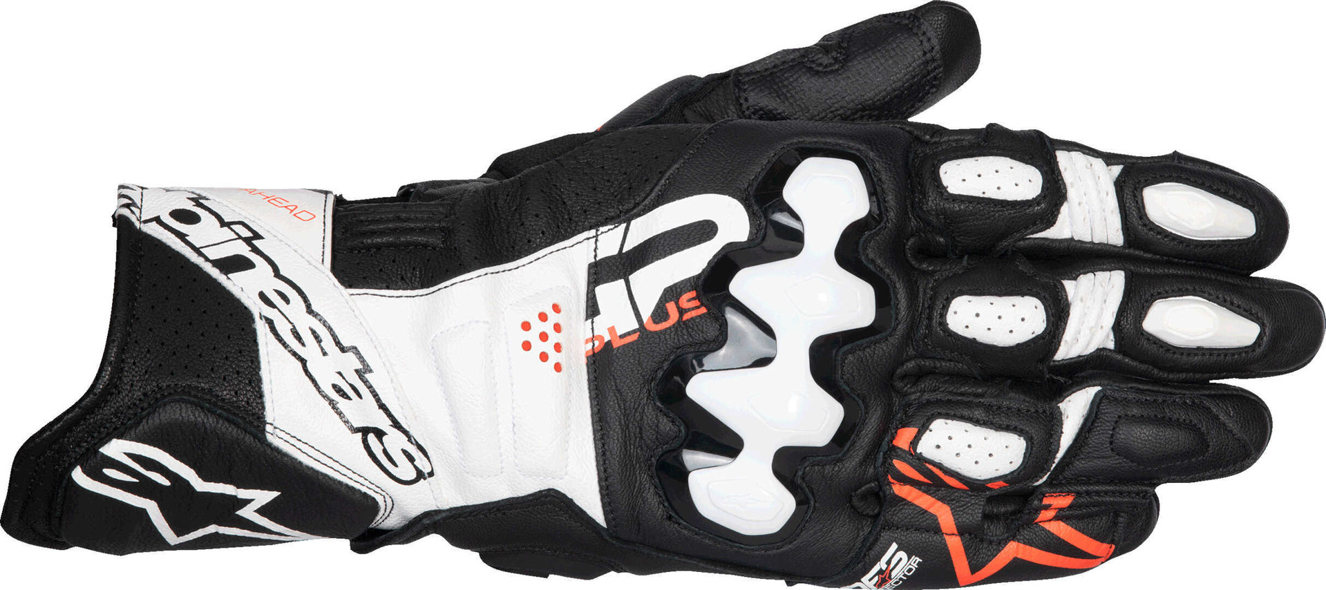 Alpinestars GP Plus R V3 Schwarz Weiß Rot Fluo Leder Handschuhe Größe 3XL