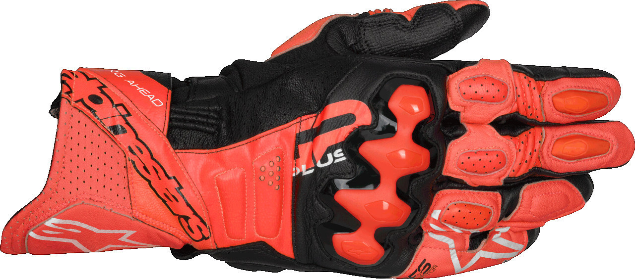 Alpinestars GP Plus R V3 Bright Rot Fluo Schwarz Leder Handschuhe Größe 2XL