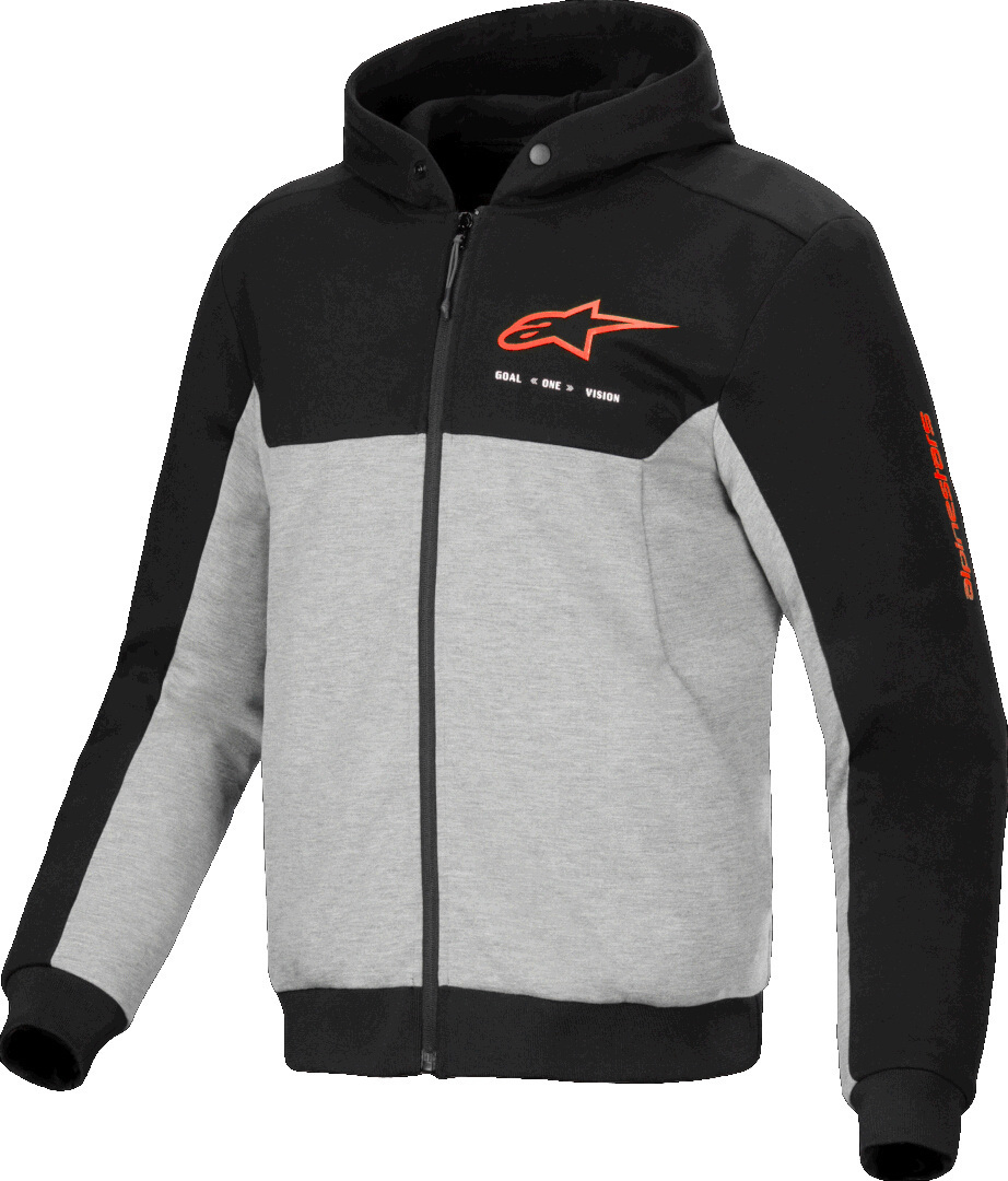 Alpinestars Chrome V2 Sport Hoodie Schwarz Grau Heather Rot Fluo Größe L