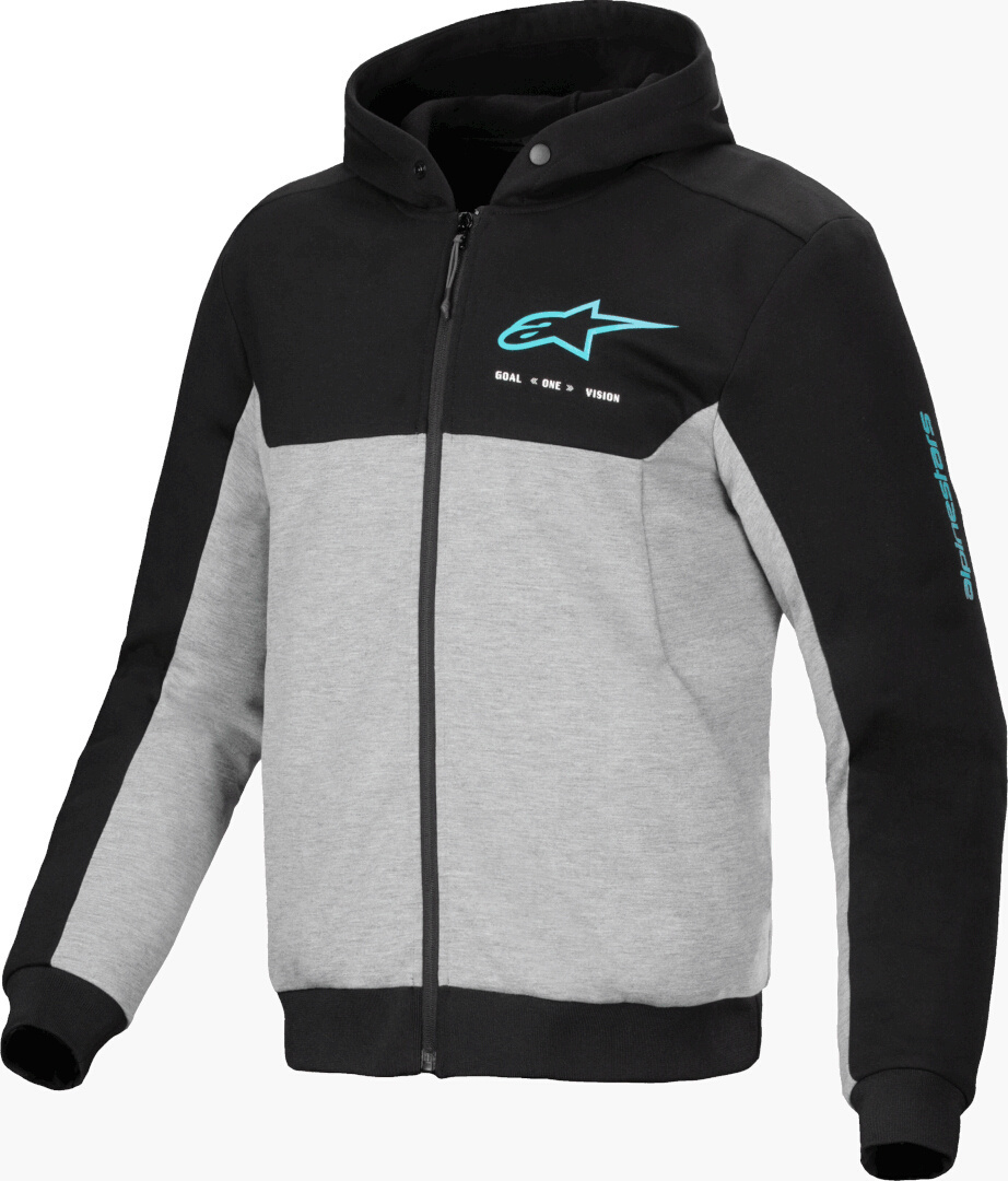 Alpinestars Chrome V2 Sport Hoodie Schwarz Grau Heather Turquoise Größe S