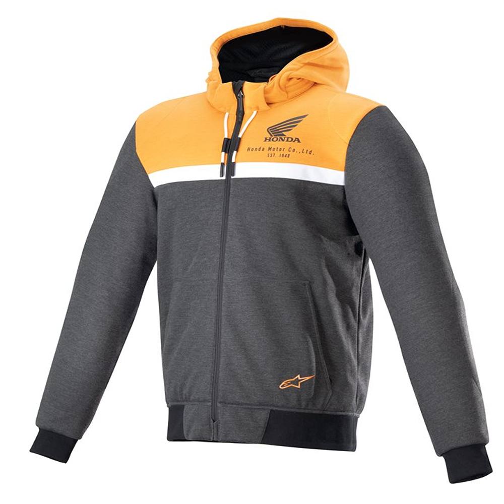 Alpinestars Honda Chrome Street Hoodie Schwarz Melange Orange Größe S