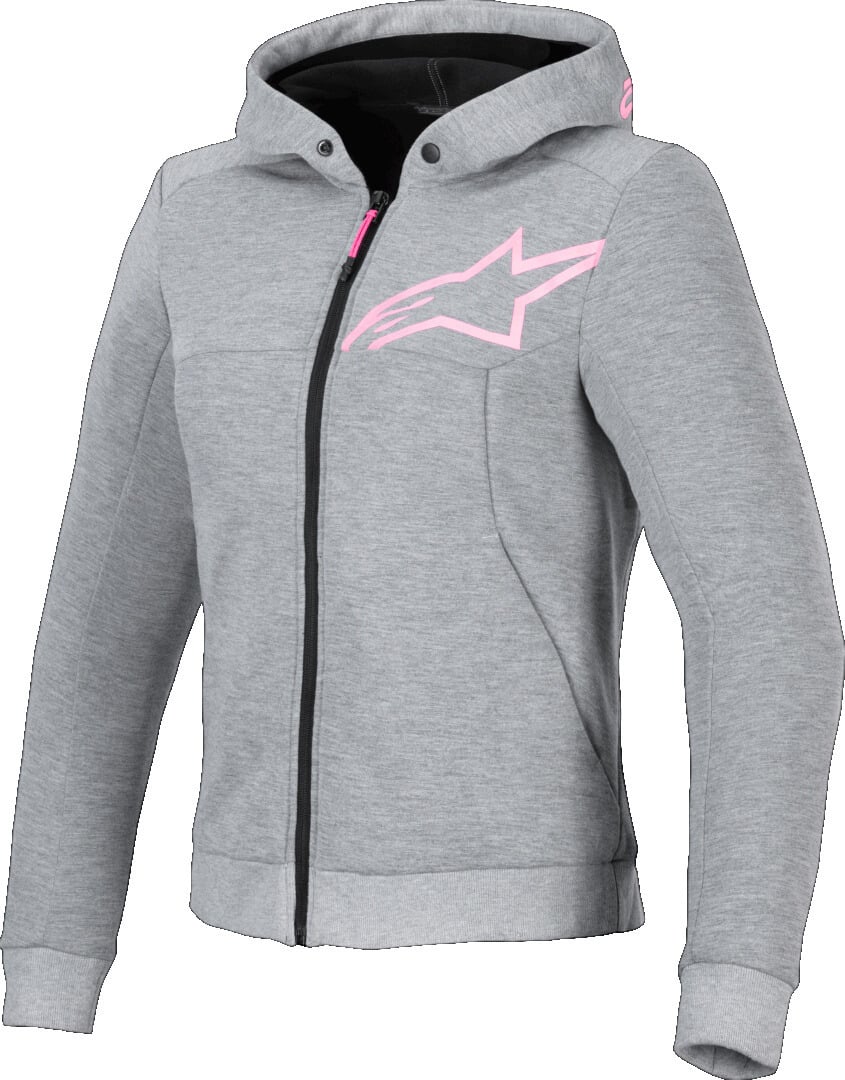 Alpinestars Stella Chrome V2 Sport Hoodie Grau Heather Rosa Fluo Größe S