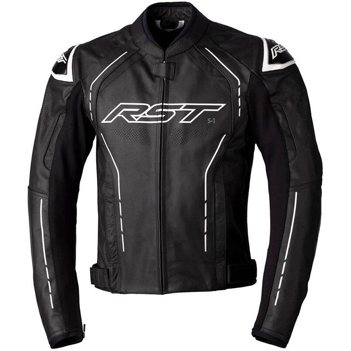 RST S1 Lederjacke Schwarz Weiß Größe 46