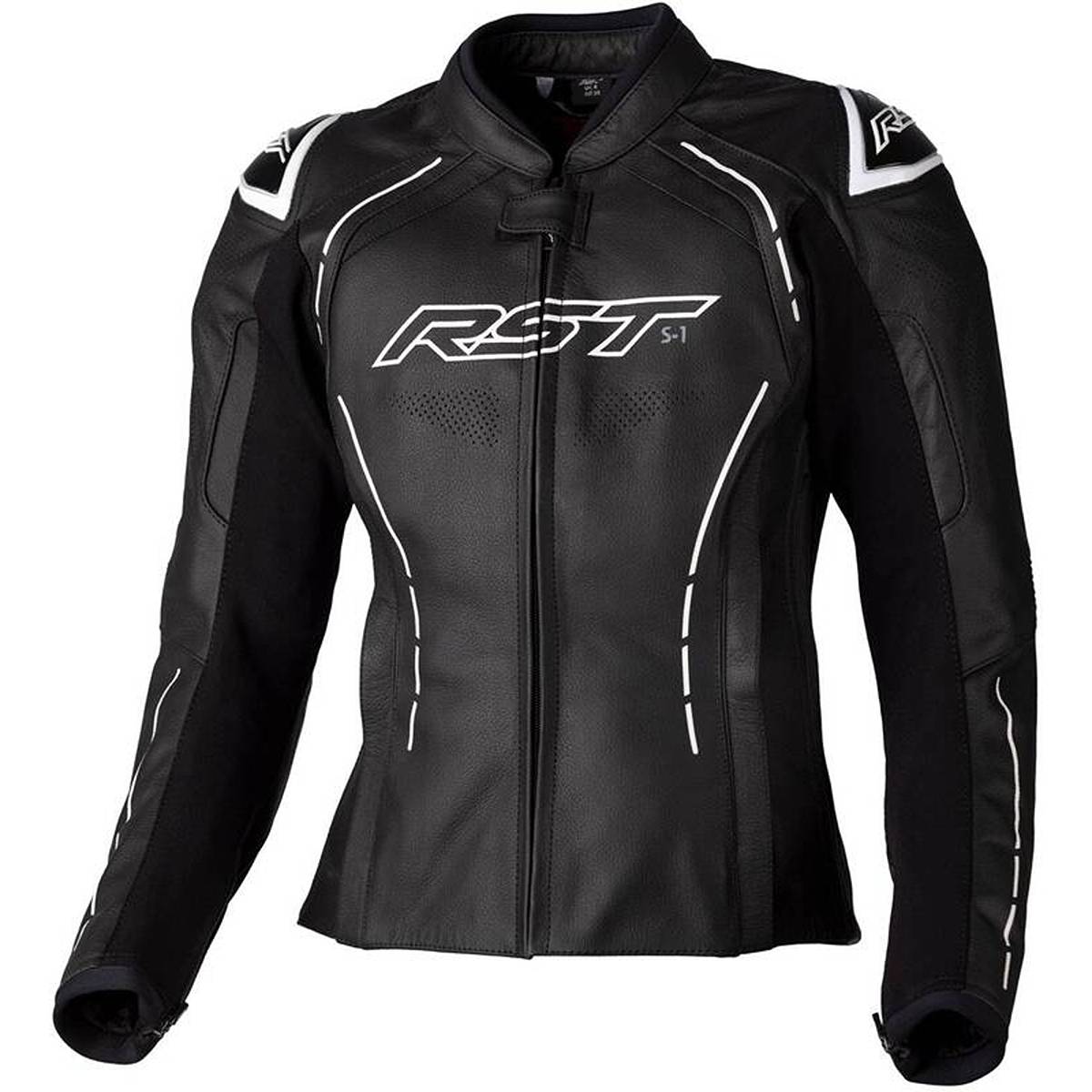 RST S1 Ladies Lederjacke Schwarz Weiß Größe 14