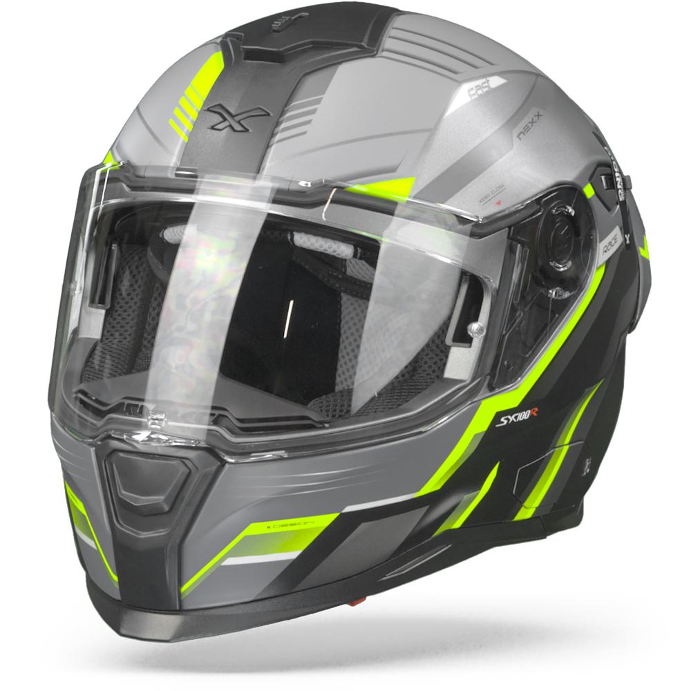 Nexx SX.100R Gridline Grey Neon Matt Full Face Helmet Size 2XL