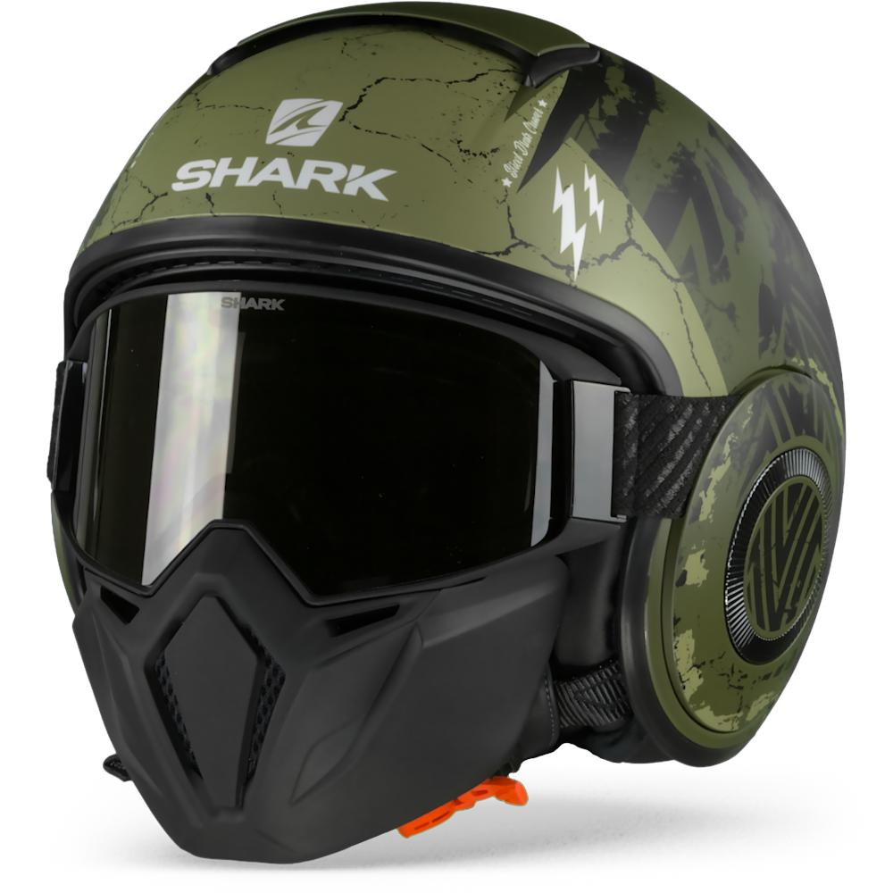 SHARK STREET DRAK CROWER MATT GREEN BLACK GREEN GKG JET HELMET unisex