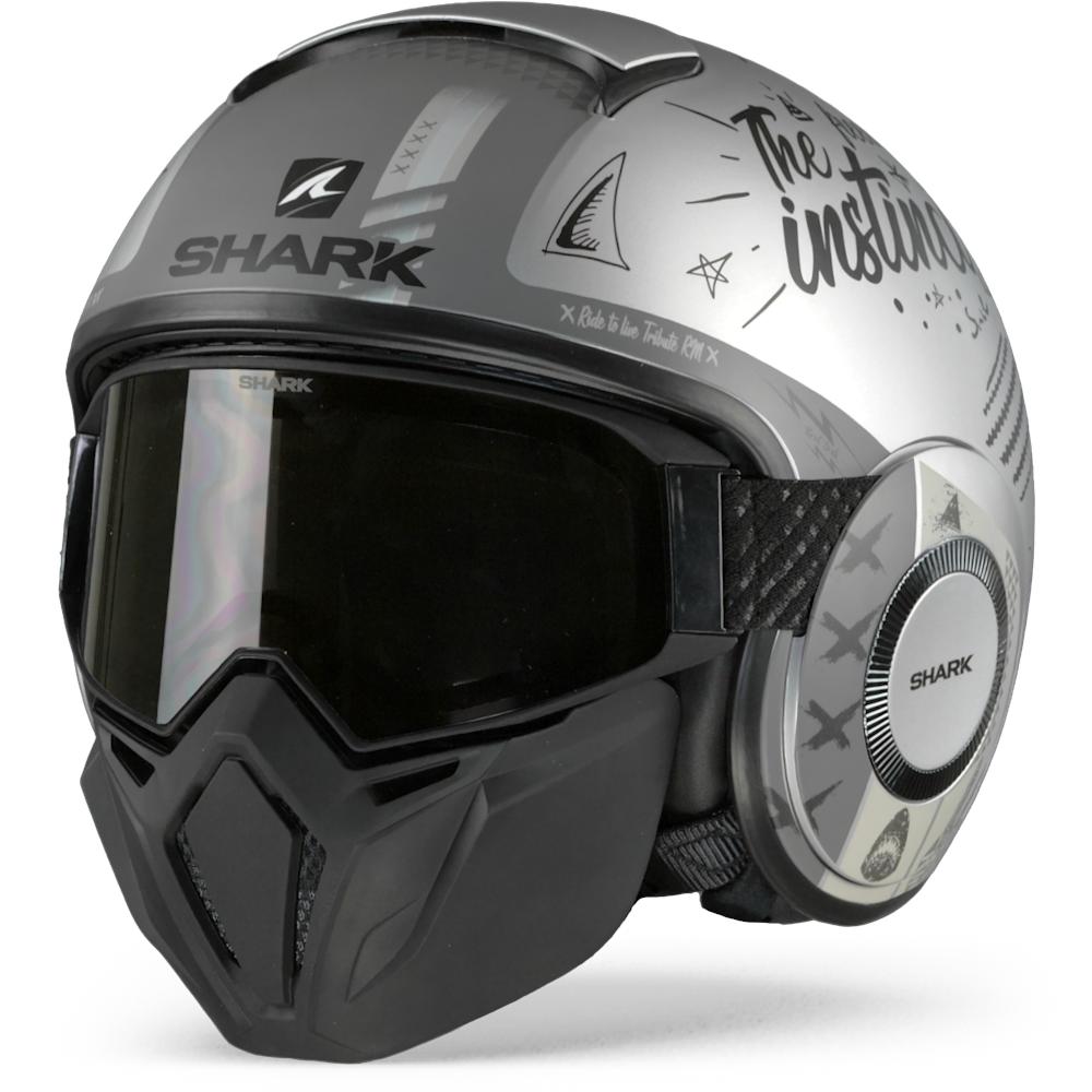SHARK STREET DRAK TRIBUTE RM MATT SILVER ANTHRACITE ANTHRACITE SAA JET HELMET unisex