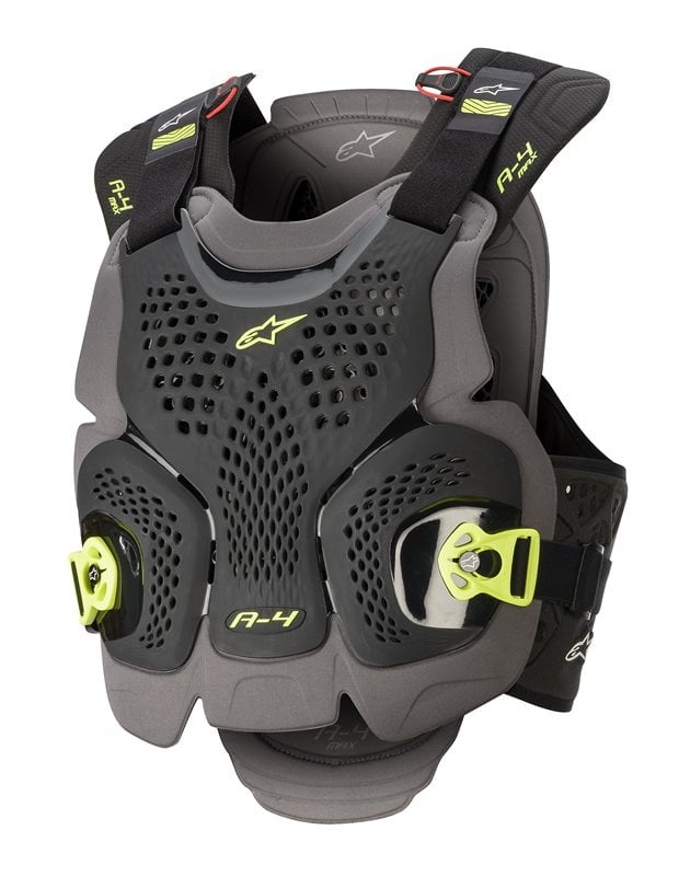 Alpinestars A-4 Max Protection Poitrine Noir Anthracite Jaune Fluo XS-S