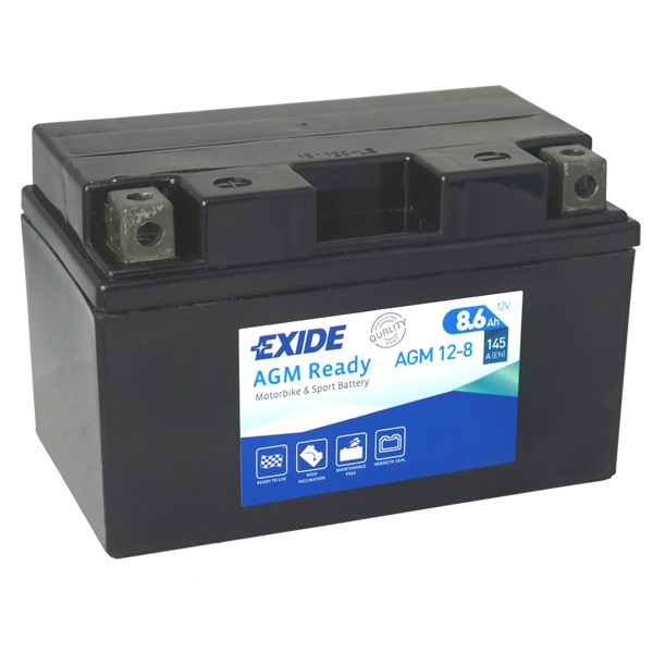 Exide AGM12-8 Maintenance free Motorcycle Battery Size