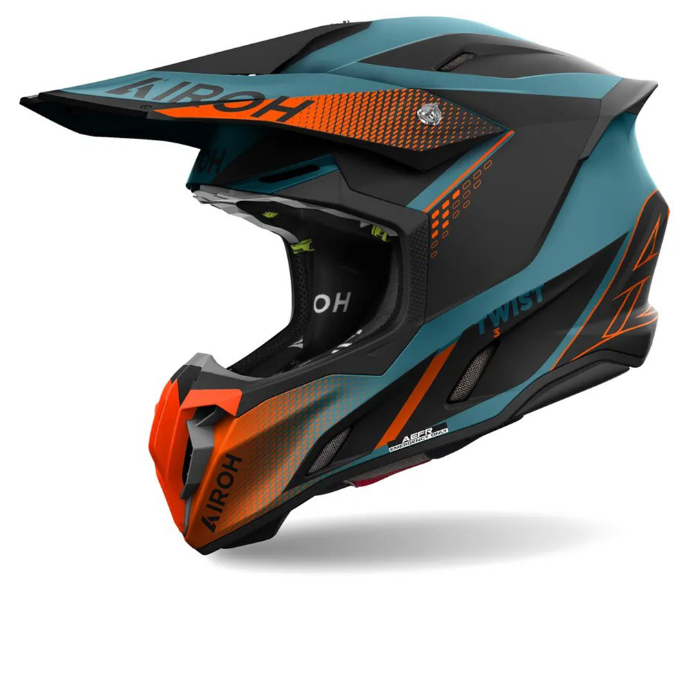 Airoh Twist 3 Shard Orange Blau Motocross Helm Größe 2XL