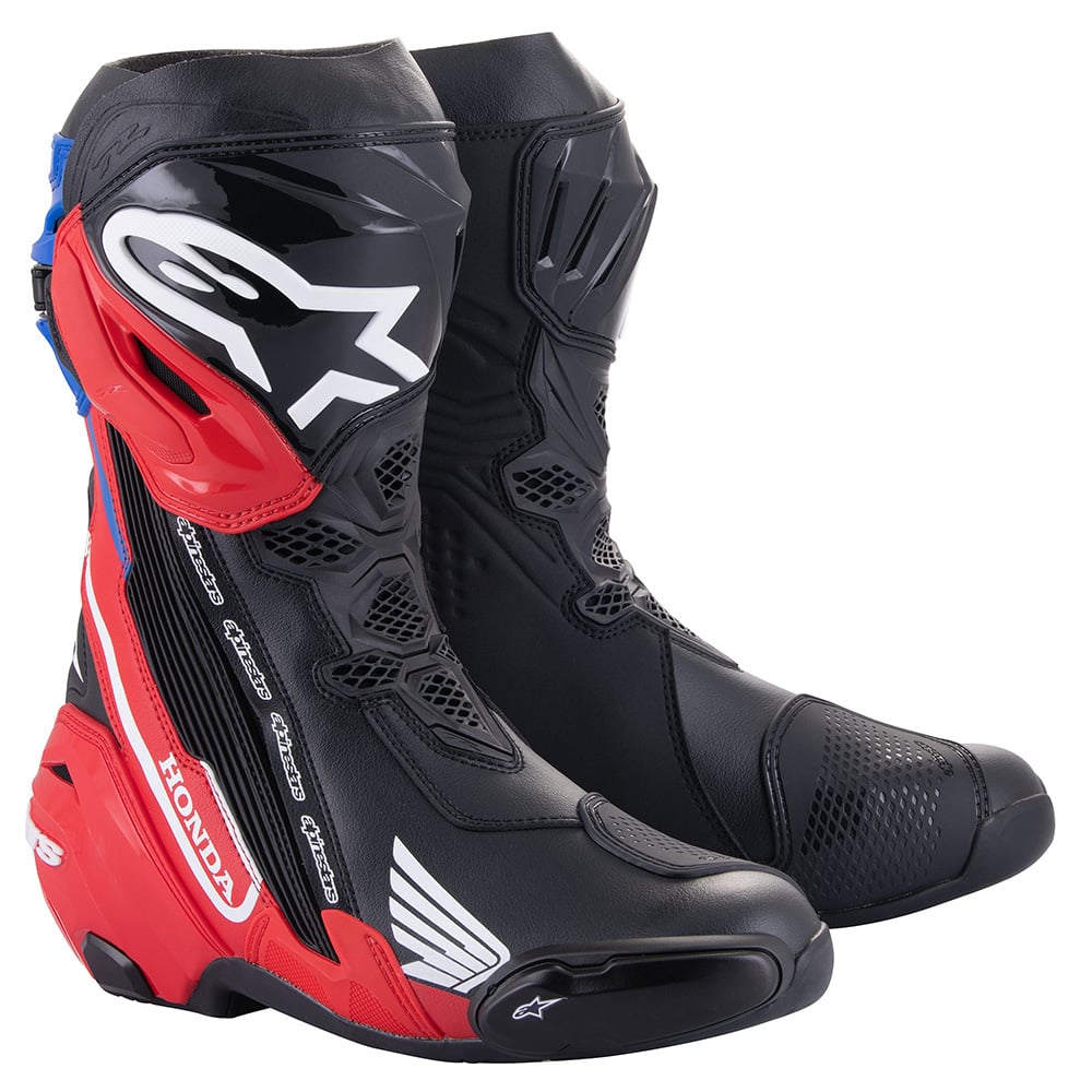 Alpinestars Honda Supertech R Schwarz Bright Rot Blau Stiefel Größe 47