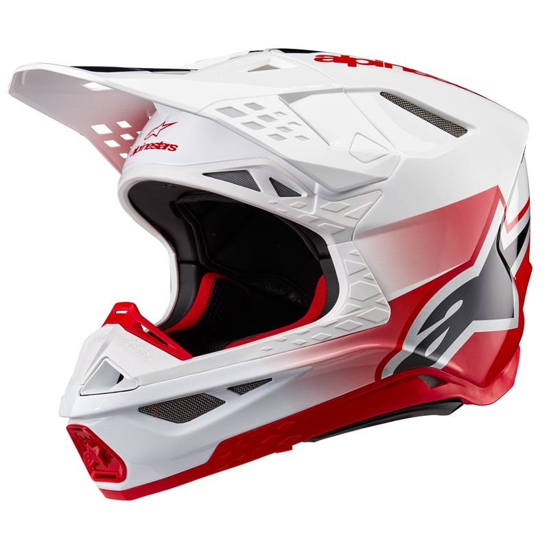 Alpinestars Supertech S-M10 Unite Helm ECE 22.06 Rot Weiß Glänzend Größe S