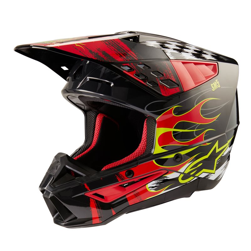 Alpinestars S-M5 Rash Helm ECE 22.06 Dunkelgrau Leuchtend Rot Glänzend Größe XL