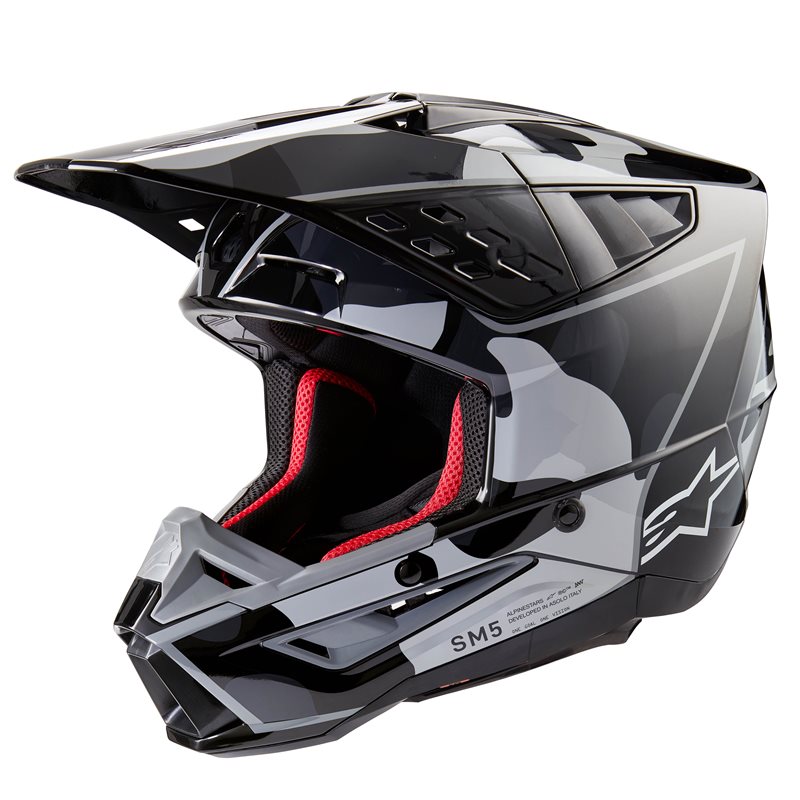 Alpinestars S-M5 Rover 2 Helm ECE 22.06 Schwarz Silber Glänzend Größe XL