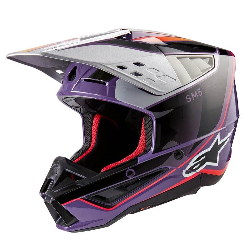 Alpinestars S-M5 Sail Helm ECE 22.06 Violett Schwarz Silber Glänzend Größe L