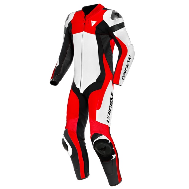 Dainese Assen 2 Perforated White Lava Red Black 1 Piece Motorcycle Suit male