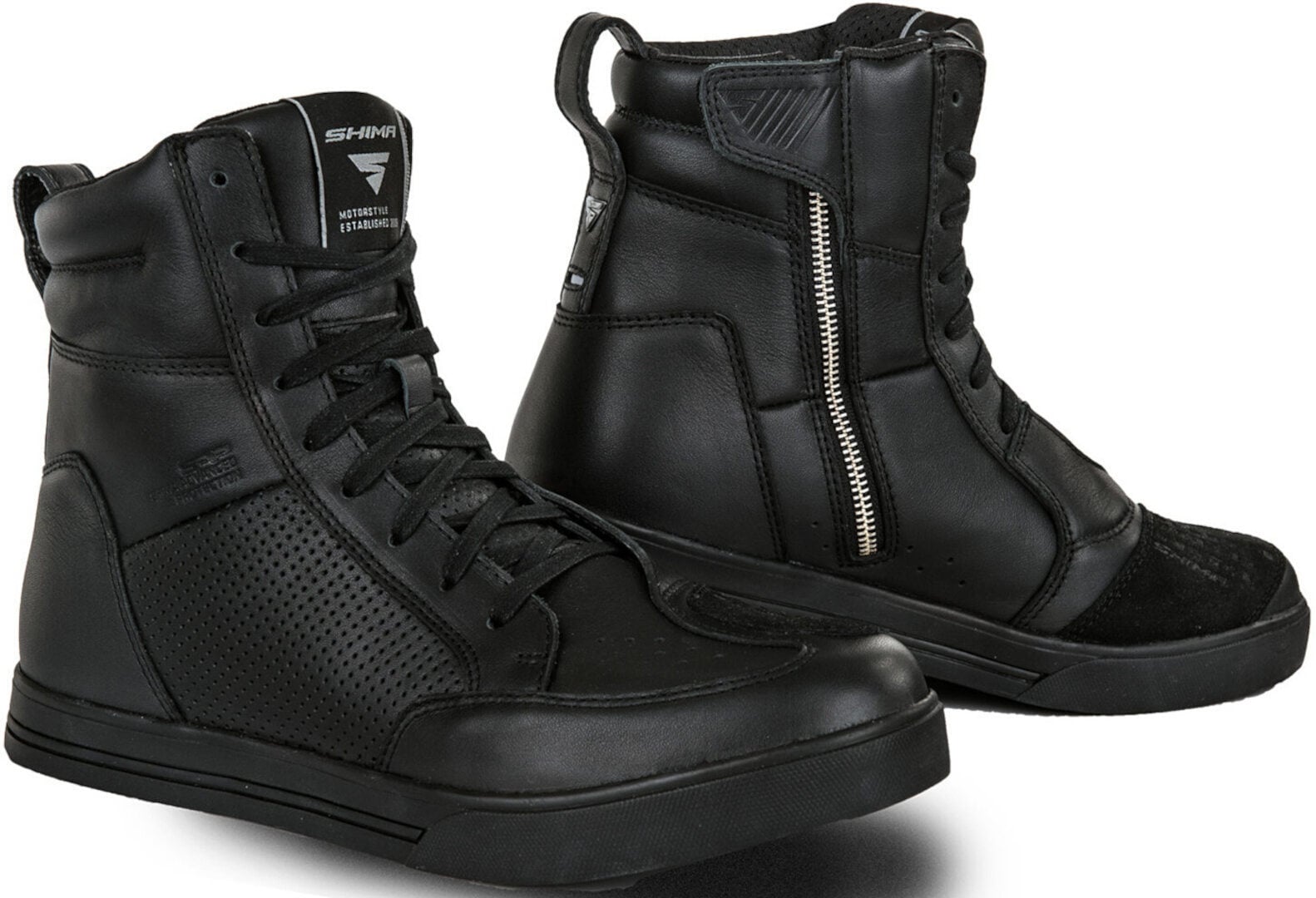 SHIMA Blake Perforierte Schwarz Motorrad Schuhe Größe 48