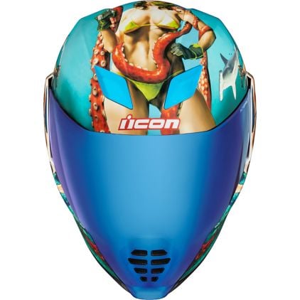 Icon Airflite Pleasuredome 4 Helmet Green Blue - Chromeburner
