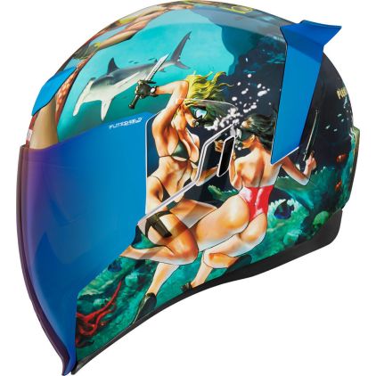 Icon Airflite Pleasuredome フルフェイス XL. Icon Airflite Pleasuredome 4 Helmet Green Blue - Chromeburner