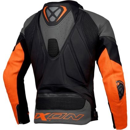 Ixon Vortex 3 JKT Black Anthracite Orange Leather Motorcycle