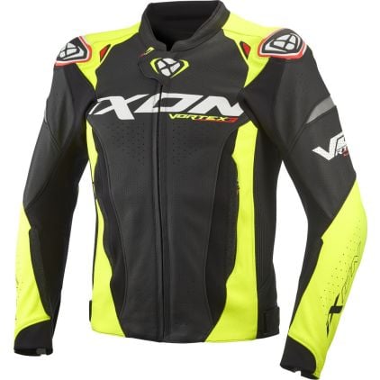 Ixon Vortex JKT Black Bright Yellow Leather Motorcycle Jacket