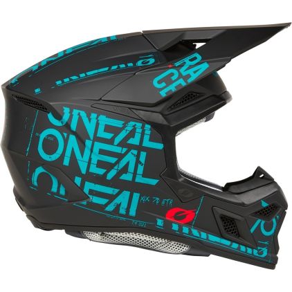 O'NEAL 3SRS Static Black Turquoise Motocross Helmet - Chromeburner