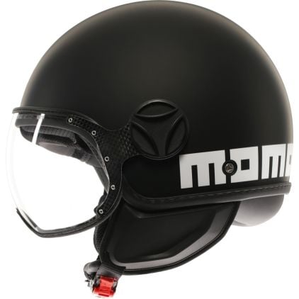 Momodesign FGTR Classic Mono Matt Black Jet Helmet - Chromeburner