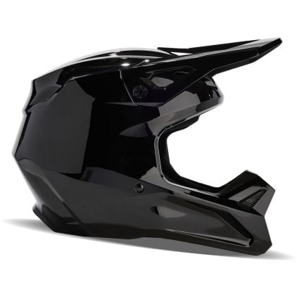 FOX V1 Solid Black Motocross Helmet - Chromeburner