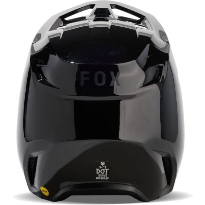 FOX V1 Solid Black Motocross Helmet - Chromeburner