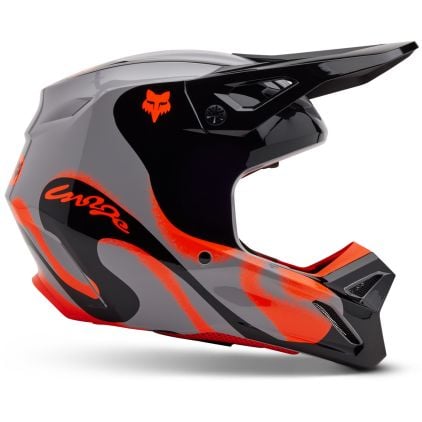 FOX V1 Emotion Black Grey Orange Motocross Helmet - Chromeburner