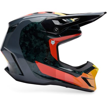 FOX V3 RS Grid MIPS Black Orange Motocross Helmet - Chromeburner