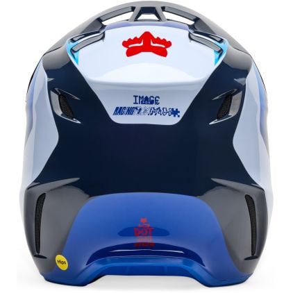 FOX V3 Fade MIPS White Blue Motocross Helmet - Chromeburner