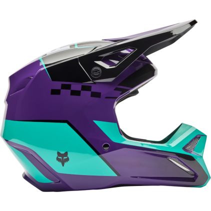 FOX V1 Collect Lila Vert Casque Motocross - Chromeburner