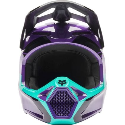 FOX V1 Collect Lila Green Motocross Helmet - Chromeburner