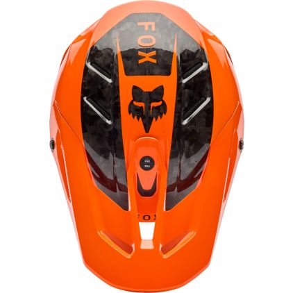 FOX V3 RS Fracture Carbon Orange Motocross Helmet - Chromeburner