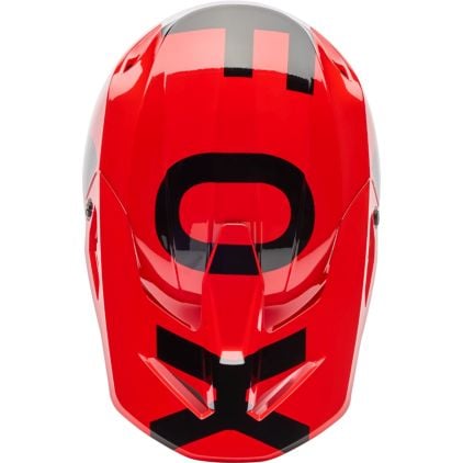 FOX V1 Shield Red Motocross Helmet - Chromeburner