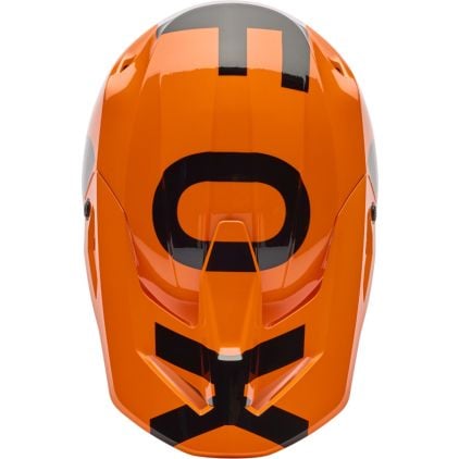 FOX V1 Shield Orange Motocross Helmet - Chromeburner