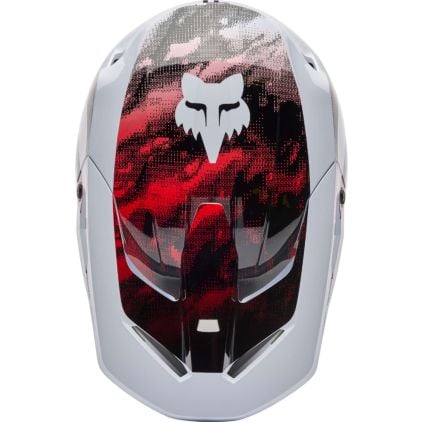 FOX V1 Kairos White Red Motocross Helmet - Chromeburner